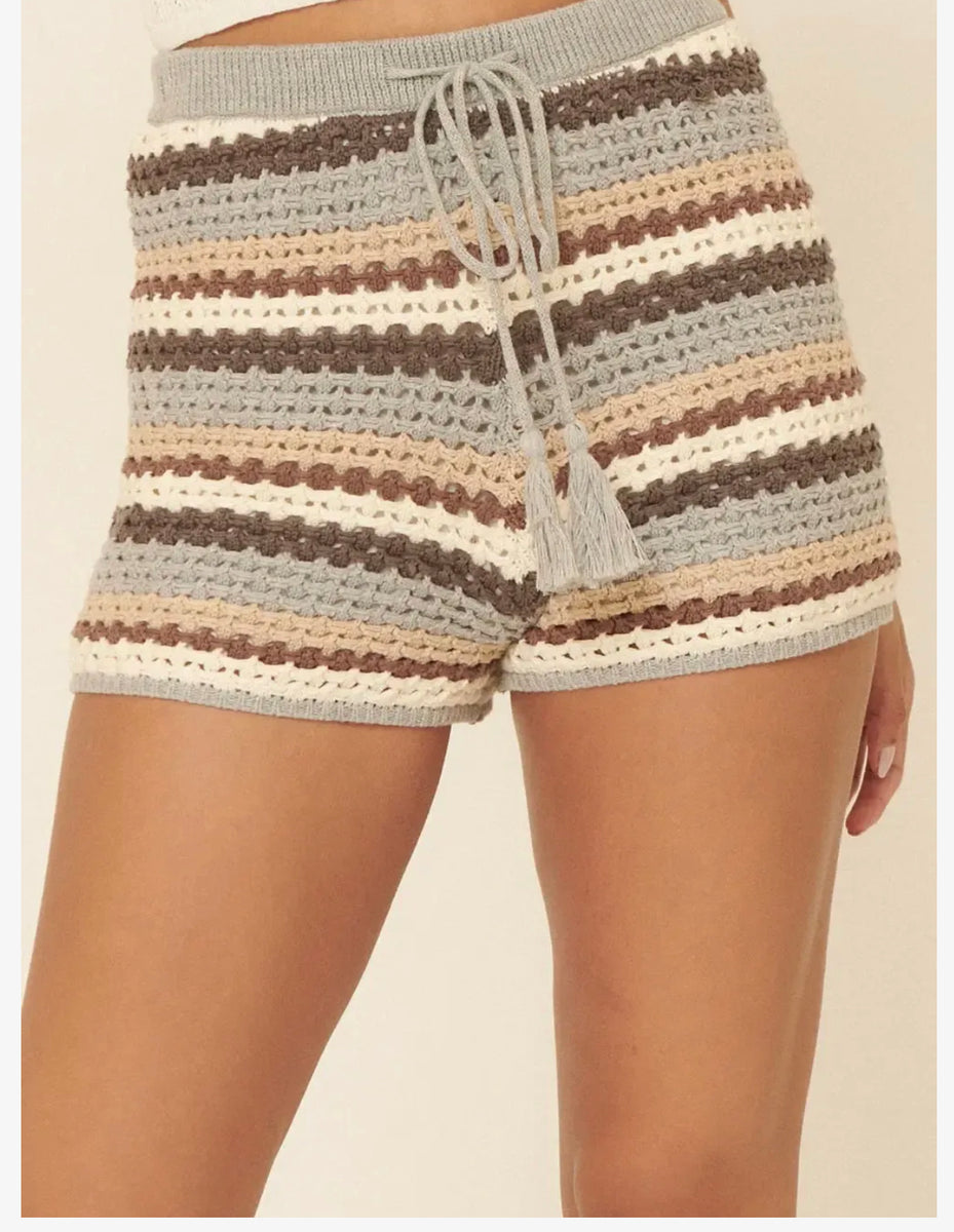 Crochet Knit Shorts Aspen's Blue Skies boutique