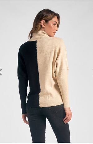 Elan Colorblock Turtleneck Sweater