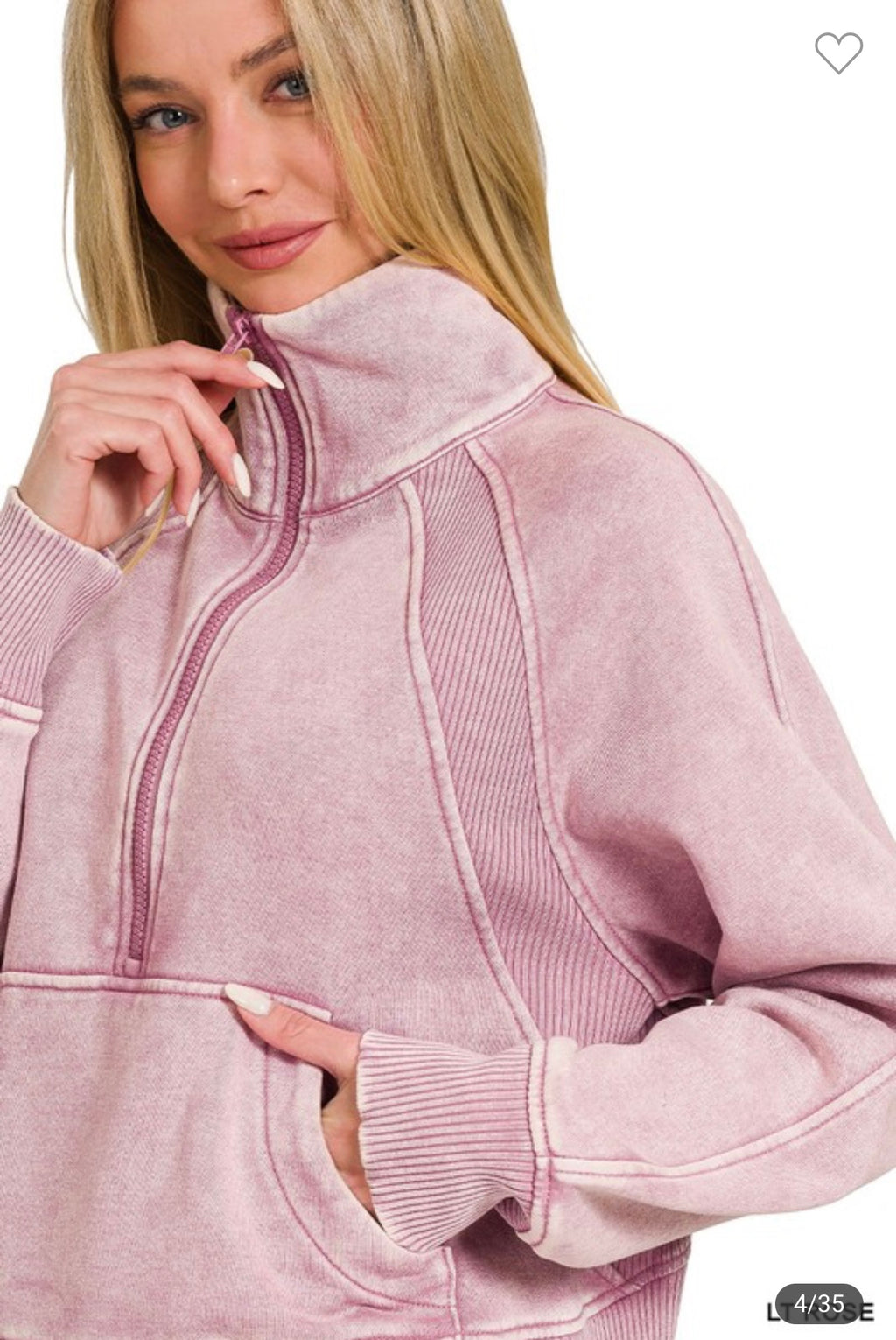 Light Rose Dove Funnel Neck Sweatshirt