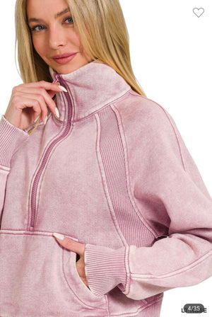 Light Rose Dove Funnel Neck Sweatshirt