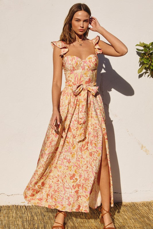 Corset Top Floral Maxi Dress