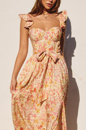 Corset Top Floral Maxi Dress