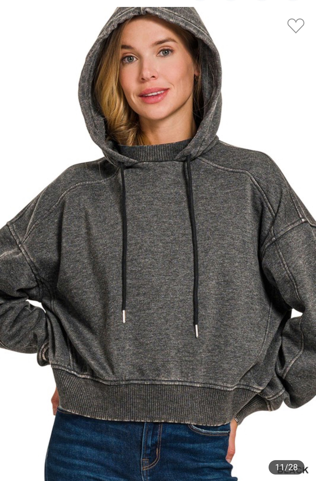 Black Cropped Hoodie