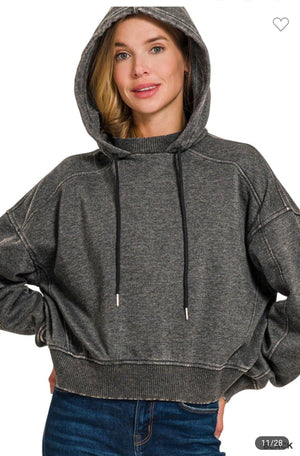 Black Cropped Hoodie