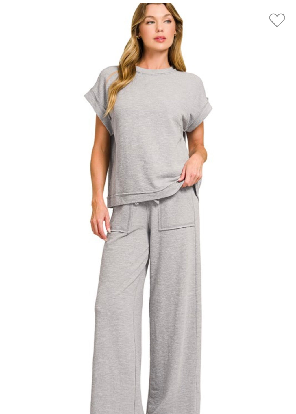 Heather Grey Sleeve Tee & Long Pant set