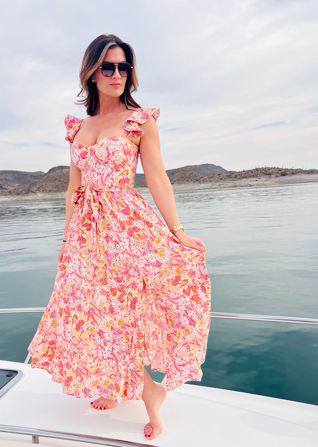 Corset Top Floral Maxi Dress