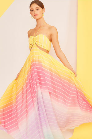 Clara Cutout Rainbow Halter Maxi Dress