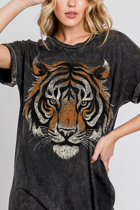 tiger dress Monica Dress, from Guadalupe Designs PINK / S The Monica Tiger Dress has great movement when you walk Chic Tiger Print Dress -