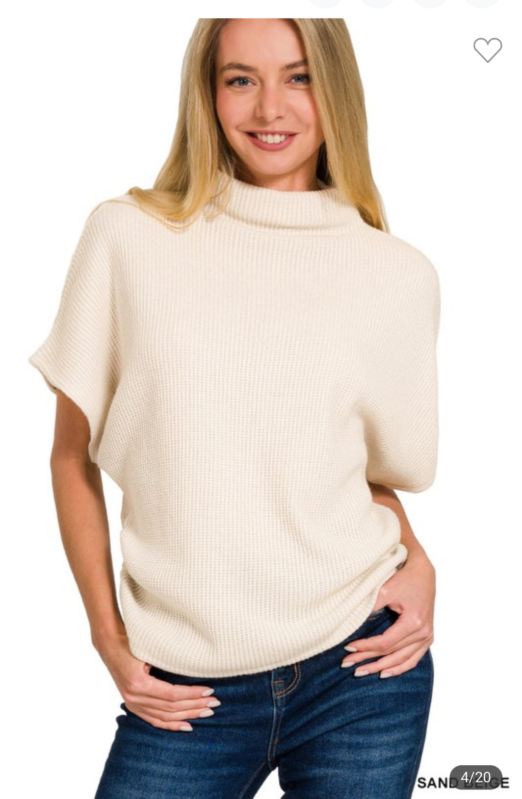 Mock Neck Sweater Sand Beige