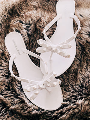 White Jelly Soft Studded Sandals